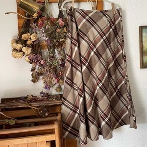 Croft & Barrow Plaid Midi Skirt - Brown and Tan